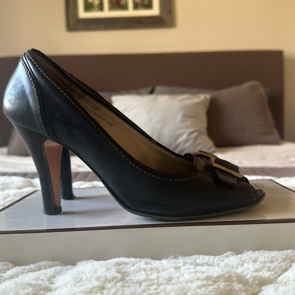 Coach Brigitte Black Leather Heels - Picture 3 of 6